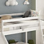 Mid Sleeper Bed With Slide Children Kids White Wood 3FT Single Mattress New