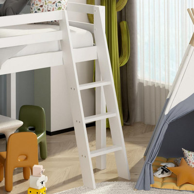 Mid Sleeper Bed with Slide White 3ft Single Bed Space-Saving Durable ...