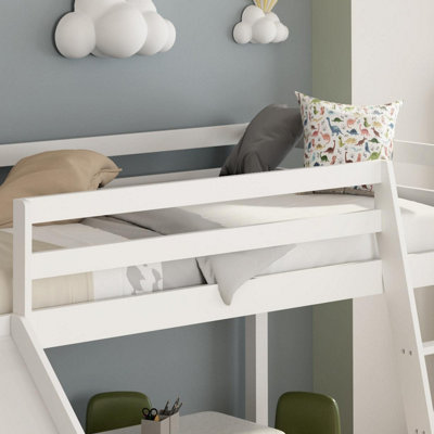 Mid Sleeper Bed with Slide White 3ft Single Bed Space-Saving Durable ...
