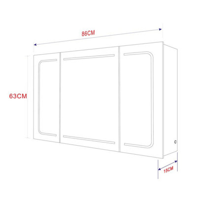 Midas LED Mirrored Wall Cabinet - (W)860mm