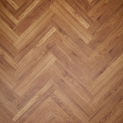 Midas Oak Natural Wood Effect Parquet 122mm x 610mm LVT Flooring Planks (Pack of 50 w/ Coverage of 3.72m2) - 3