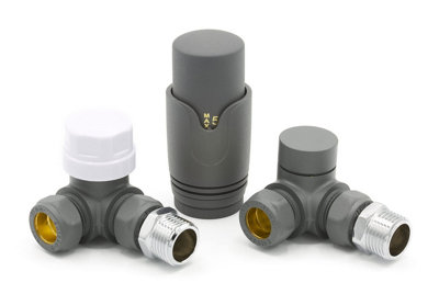 Midbrass Anthracite Corner TRV Thermostatic Radiator Valve and ...