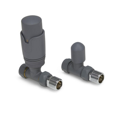 Midbrass Anthracite Straight TRV Thermostatic Radiator Valve and Lockshield Twin Pack Towel Rails Central Heating Radiators 15mm Price Comparisons | Compare The Build