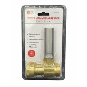 Midbrass Water Hammer Arrestor for UK Washing Machines 3/4'' Male - Female Arrester - Stops Noisy Banging Pipes Pipe Damage