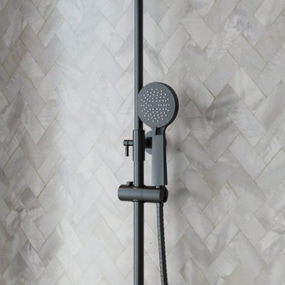 Middleton Black Round Rigid Riser Shower - 4