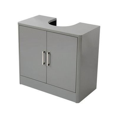 Middy 2-Door Sleek Grey Gloss Under Sink Basin Cabinet
