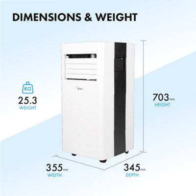 Midea 9000 BTU Portable Air Conditioning Unit 24 Hour Timer Energy ...