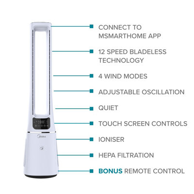 Midea Smart Air Cool + Purify Bladeless Fan with Free MSmartHome App - 8