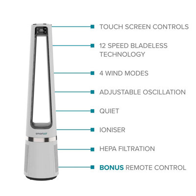 Midea Smart Air Cool + Purify Bladeless Fan - 7