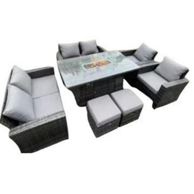 Midlands 8 Seater Rattan  Garden Furniture Set With Fire Pit - 3