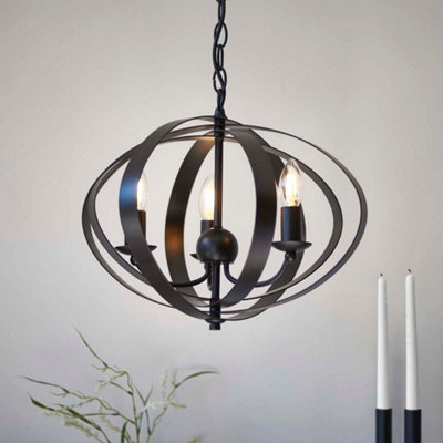 Midnight 3-Light Matt Black Pendant Ceiling Light