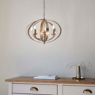 Midnight 3-Light Satin Gold Pendant Ceiling Light