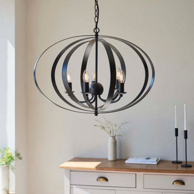 Midnight 5-Light Matt Black Large Pendant Ceiling Light