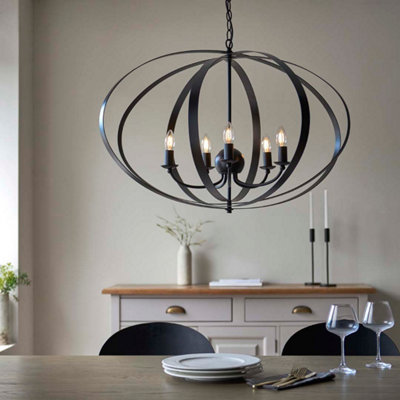 Midnight 5-Light Matt Black Pendant Ceiling Light