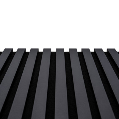 Midnight Black Acoustic Decorative Slat MDF Wall Panel 2400mm L x 600mm W