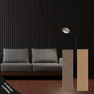 Midnight Black Oak Acoustic Wood Slat Panel - Grand