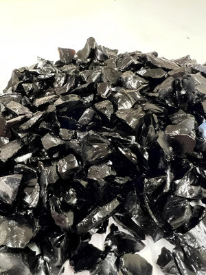 Midnight Black Tumbled Glass Chippings 10-20mm - 5 Large 5kg Bags (25kg)