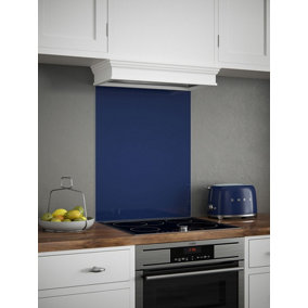 Midnight Blue Glass Kitchen Self Adhesive Splashback 600mm x 750mm