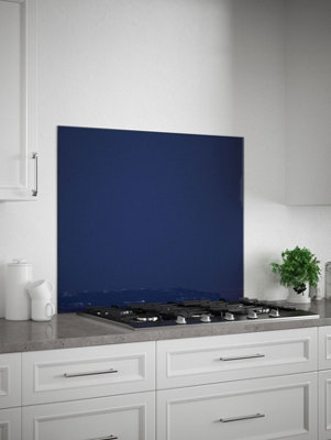 Midnight Blue Glass Kitchen Self Adhesive Splashback 900mm x 750mm