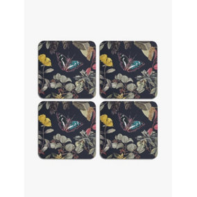 Midnight Floral Square Coasters Set of 4