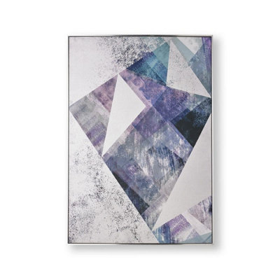 Midnight/Grey Aura Hand Painted Abstract Silver Framed Canvas