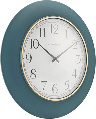 Midnight Large Round Wall Clock - Modern Battery-Operated Arabic Numerals Silent Quartz Clock - Measures 30cm Diameter
