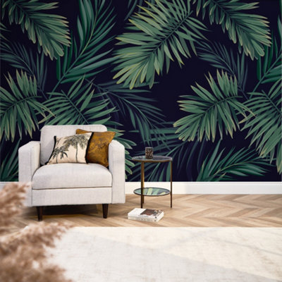 Midnight Tropics Mural In Green (350cm x 240cm) | DIY at B&Q