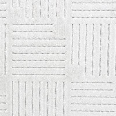 MIDORI In- & Outdoor 3D High & Low Pile Textured White Area Rug 80 x 150 cm