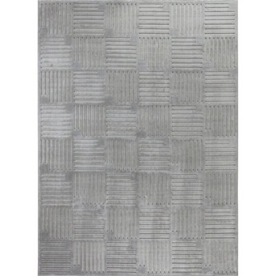 MIDORI In- & Outdoor Scandi Modern Grey Area Rug 200 x 275 cm