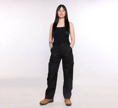 MIG Ladies Black Cargo Combat Work Trousers (14, Regular)