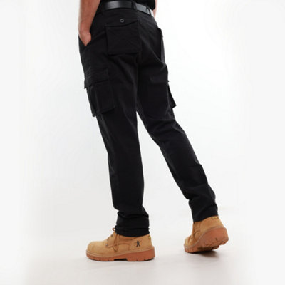 MIG Mens Khaki Stretch Cargo Chino Trousers (W38, L31)