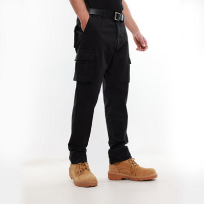 MIG Mens Khaki Stretch Cargo Chino Trousers (W38, L31)