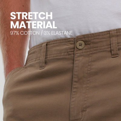 MIG Mens Khaki Stretch Cargo Chino Trousers (W38, L31)