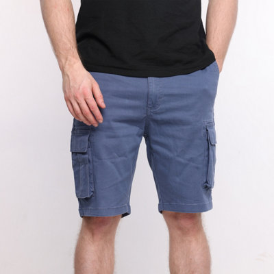 MIG Mens Light Blue Stretch Cargo Chino Shorts (W38)