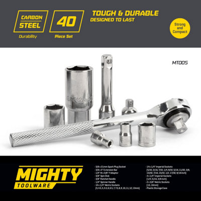 Mighty Tools 40pc Professional Socket Driver Set 1/4" & 3/8"