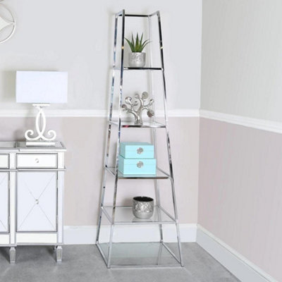 MiHOMEUK Aire Glass Bookcase with Stainless Steel Frame