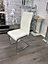 MiHOMEUK Alexa Set of 4 White PU Leather Floating Dining Chairs with Steel Legs
