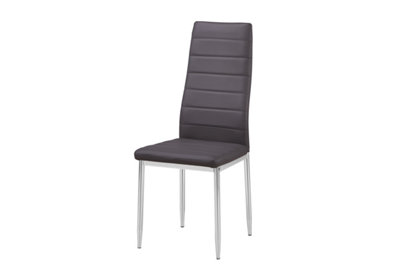 MiHOMEUK Alise Set of 6 Grey PU Leather Dining Chairs with Steel Legs