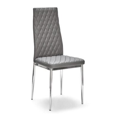 MiHOMEUK Allie Set of 4 Grey PU Leather Dining Chairs with Steel Legs