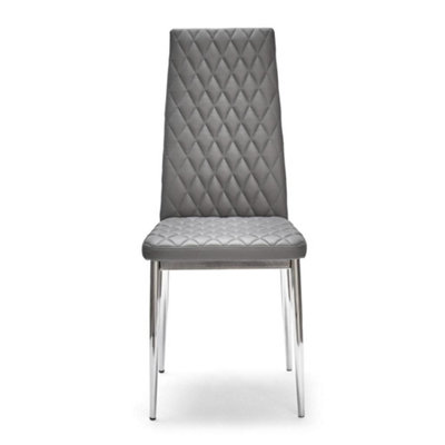 MiHOMEUK Allie Set of 4 Grey PU Leather Dining Chairs with Steel Legs