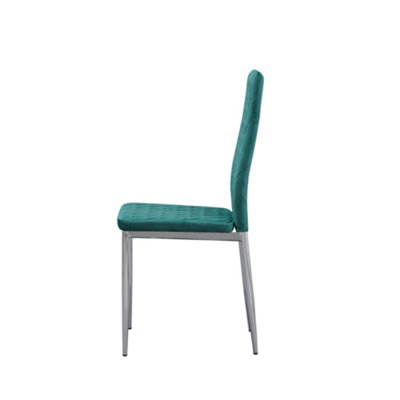 MiHOMEUK Allie Set of 6 Green Plush Velvet Dining Chairs with Steel Legs