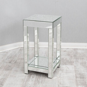 MiHOMEUK Andie Silver Mirrored Large Square Side Table