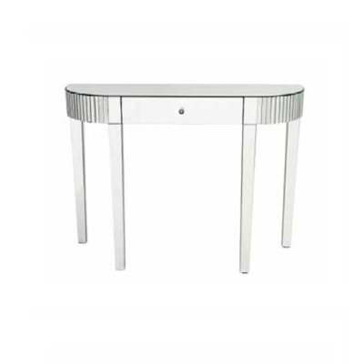 MiHOMEUK Cadby Half Moon Silver Mirrored Dressing Table with 1 Drawer