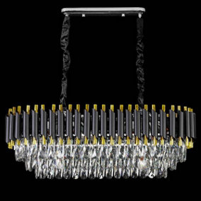 MiHOMEUK Eily Gold/Black Tear Crystal LED Chandelier with Adjustable Height