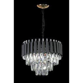 MiHOMEUK Eily Silver/Black Tear Crystal LED Chandelier with Adjustable Height