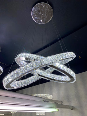 MiHOMEUK Galactic 2 Ring Acrylic Crystal LED Chandelier
