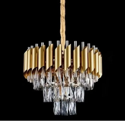 MiHOMEUK Kirie Full Gold Tear Crystal LED Chandelier with Adjustable Height