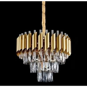 MiHOMEUK Kirie Full Gold Tear Crystal LED Chandelier with Adjustable Height