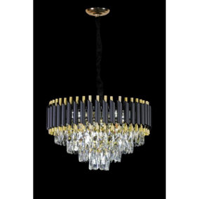 MiHOMEUK Kirie Gold/Black Tear Crystal LED Chandelier with Adjustable Height