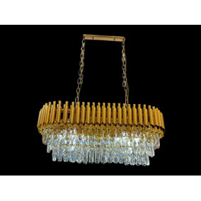 MiHOMEUK Liuz Full Gold Tear Crystal LED Chandelier with Adjustable Height